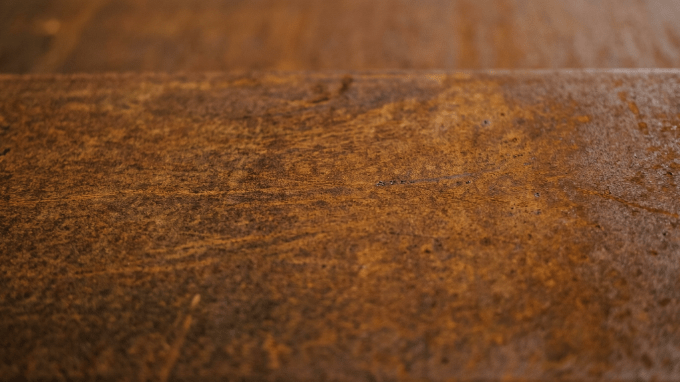 Smooth corten steel surface close-up
